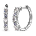 D'Joy Premium Malagasy Moonstone and Tanzanite 1.15 ctw Hoop Earrings in Rhodium Over Sterling Silver - Sticky add to cart bar