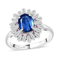 Kashmir Kyanite, Multi Gemstone Ring in Rhodium Over Sterling Silver (Size 10.0) 2.35 ctw