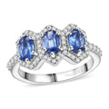 Kashmir Kyanite, White Zircon Ring in Rhodium Over Sterling Silver (Size 10.0) 2.30 ctw - Sticky add to cart bar
