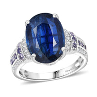Kashmir Kyanite, Multi Gemstone Ring in Rhodium Over Sterling Silver (Size 10.0) 8.35 ctw