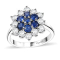 Kashmir Kyanite and White Zircon 2.80 ctw Ring in Rhodium Over Sterling Silver - Sticky add to cart bar