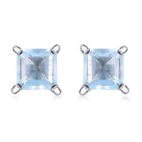 D'Joy Sky Blue Topaz 1.85 ctw Solitaire Stud Earrings in Platinum Over Sterling Silver