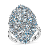 Karis Signity Blue Topaz, Electric Blue Topaz Ring in Platinum Bond (Size 7.0) 3.35 ctw