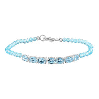 D'Joy Sky Blue Topaz and Betroka Blue Apatite 13.40 ctw Bracelet in Sterling Silver (7.25 In)