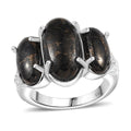 Matrix Silver Shungite 3 Stone Ring in Platinum Bond Copper (Size 10.0) 6.00 ctw - Sticky add to cart bar