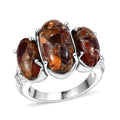 Matrix Fire Opal 7.65 ctw 3 Stone Ring in Platinum Over Copper with Magnet - Sticky add to cart bar