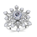 Crisantemo Cut Moissanite (Rnd 8mm) Snowflake Ring in Rhodium Over Sterling Silver (Size 10.0) 3.50 ctw - Sticky add to cart bar