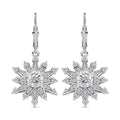 D'Joy Crisantemo Cut Moissanite 3.75 ctw Snowflake Earrings in Rhodium Over Sterling Silver - Sticky add to cart bar