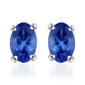 AAA Tanzanite 1.10 ctw Solitaire Stud Earrings in Rhodium Over Sterling Silver - Sticky add to cart bar