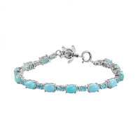D'Joy Larimar and Multi Gemstone 14.90 ctw Turtle Bracelet in Rhodium Over Sterling Silver (7.25 In)
