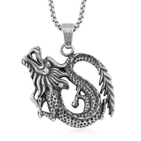 Dragon Pendant Necklace in Black Oxidized Stainless Steel