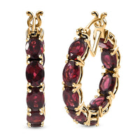Raspberry Rhodolite Garnet 17.10 ctw Hoop Earrings in 18K Vermeil Yellow Gold Over Sterling Silver
