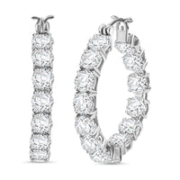 TLV J Francis Embellished with Zirconia by Swarovski Hoop Earrings in Rhodium Over Sterling Silver 25.00 ctw