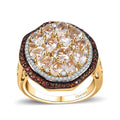 Premium Malagasy Moonstone, Brown and White Zircon 3.50 ctw Ring in 18K Vermeil Yellow Gold Over Sterling Silver (Size 10.0) - Sticky add to cart bar