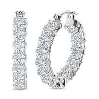 TLV J Francis Embellished with Zirconia by Swarovski Hoop Earrings in Rhodium Over Sterling Silver 36.85 ctw