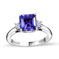 Doorbuster Certified & Appraised Rhapsody 950 Platinum Asscher Cut AAAA Tanzanite, Diamond (E-F, VS) Ring (Size 10.0) (4.88 g) 2.15 ctw