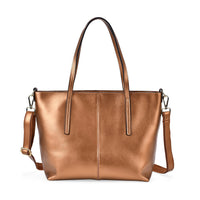 Closeout Deal Gold Genuine Leather Tote Bag (15.3"x4.7"x10.6")