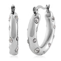 White Austrian Crystal Hoop Earrings in Stainless Steel - Sticky add to cart bar