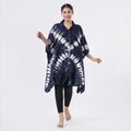 Tamsy Navy Tie Dye Kaftan with Collar and Front Buttons - One Size Fits Most - Sticky add to cart bar