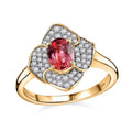 Certified & Appraised Luxoro 14K Yellow Gold AAA Padparadscha Sapphire (BT), Diamond (I2) (0.34 cts) Ring (Size 10.0) 1.30 ctw - Sticky add to cart bar