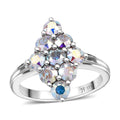 J Francis Embellished with Aurora Borealis Crystal by Swarovski Ring in Platinum Bond (Size 10) - Sticky add to cart bar