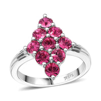 J Francis Embellished with Rose Crystal by Swarovski Gem Garden Nonet Ring in Platinum Bond (Size 8.0)