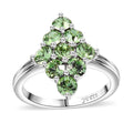 J Francis Embellished with Peridot Color Crystal by Swarovski Gem Garden Nonet Ring in Platinum Bond (Size 7.0) - Sticky add to cart bar