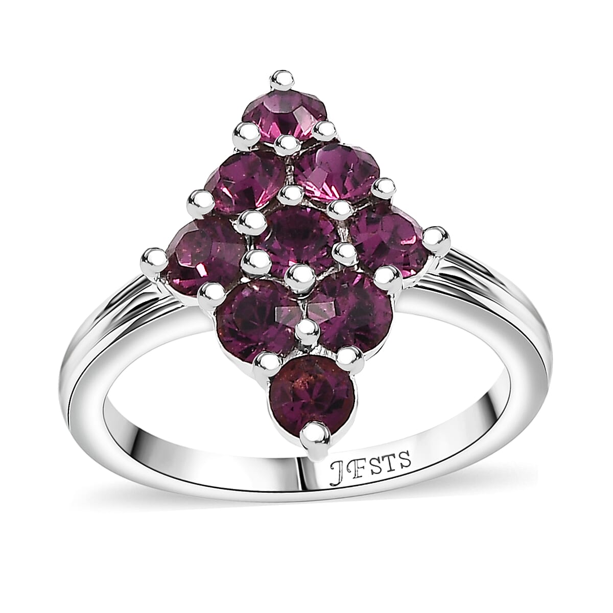 J Francis Embellished with Foilback Amethyst Crystal by Swarovski Ring in Platinum Bond (Size 6.0)