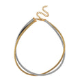 2 Row Choker Necklace in ION Plated YG and Stainless Steel 16-20 Inches - Sticky add to cart bar