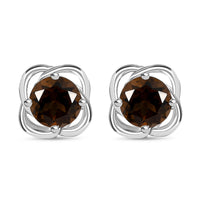 D'Joy Brazilian Smoky Quartz 1.40 ctw Stud Earrings in Sterling Silver