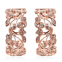 D'Joy Uncut Natural Pink Diamond 0.25 ctw Vine Earrings in 18K Vermeil Rose Gold Over Sterling Silver