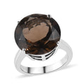 Smoky Quartz  Solitaire Ring Stainless Steel  11.40 ctw - Sticky add to cart bar