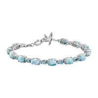 D'Joy Larimar and Betroka Blue Apatite 14.30 ctw Starfish Bracelet in Rhodium Over Sterling Silver (7.25 In)