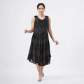 TAMSY Black Diamond Block Printed Sleeveless Umbrella Dress - One Size Fits Most - Sticky add to cart bar