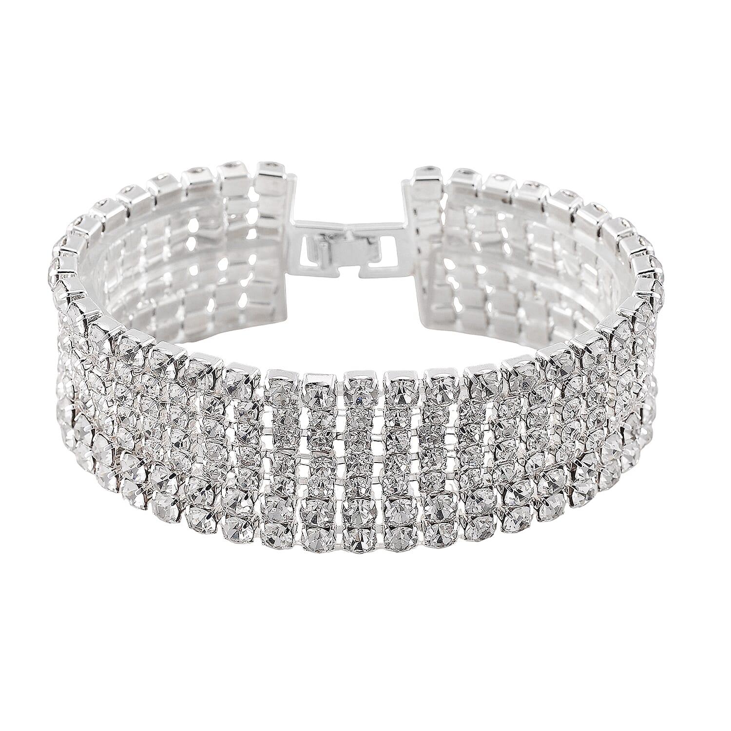 One Time Only Austrian Crystal Bracelet in Silvertone (7.50 In)