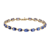 Luxoro 10K Yellow Gold AAA Tanzanite Link Bracelet (8.00 In) 11.00 ctw