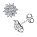 Luxuriant Lab Grown Diamond G-H SI 1.10 ctw Snowflake Earrings in Platinum Over Sterling Silver - Sticky add to cart bar