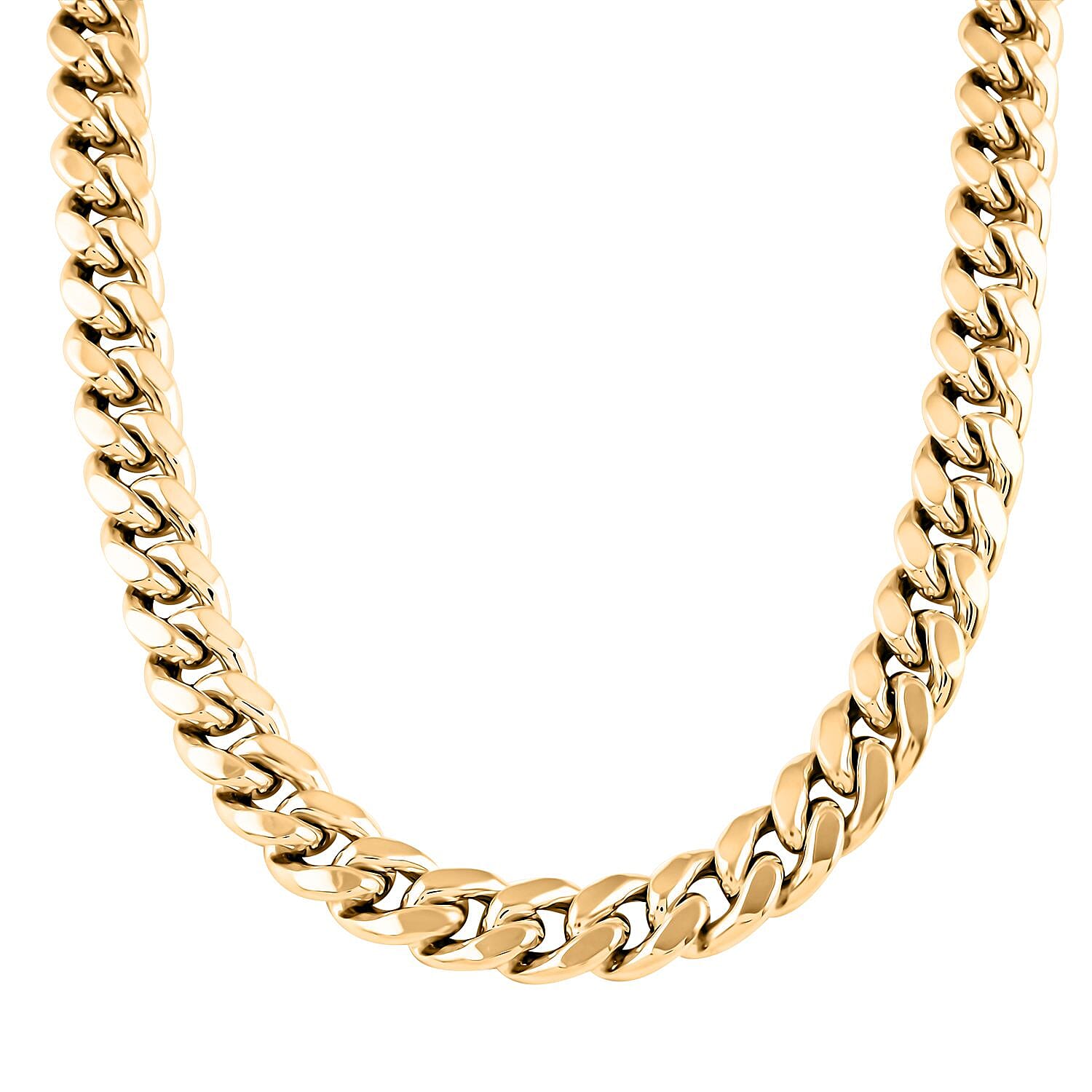 10K Yellow Gold Flat Miami Cuban 7mm Necklace 26 Inches with Simulated Diamond Lock 24.00 Grams 0.30 ctw