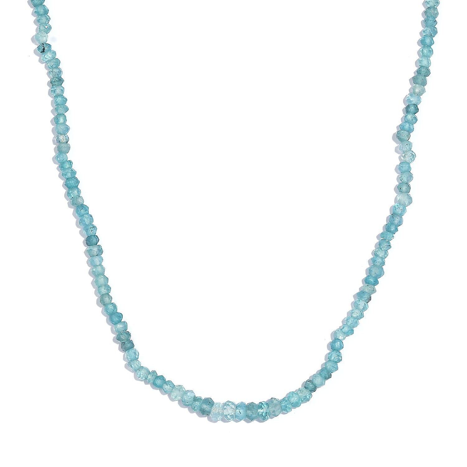 Apatite 40.00 ctw Beaded Necklace in Rhodium Over Sterling Silver 18-20 Inches