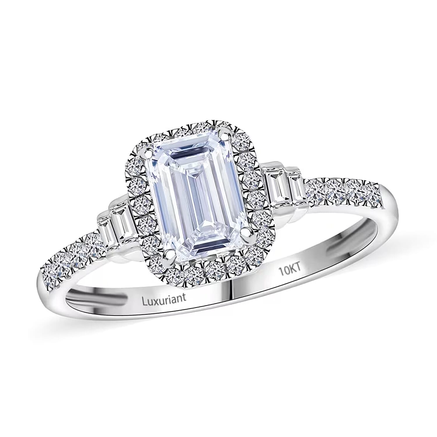 10K White Gold Luxuriant Lab Grown Diamond (E-F, VS) Ring (Size 8.0) 1.30 ctw