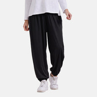 Black Knit Wear Smocked Waist Pant with Eelastic Ankles