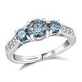 Luxuriant Lab Grown Blue and White Diamond (VS) Ring in Platinum Over Sterling Silver (Size 6.0) 1.50 ctw - Sticky add to cart bar