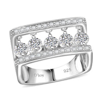 Moissanite 1.75 ctw Ring in Rhodium Over Sterling Silver (Size 10.0)