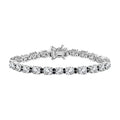 Moissanite and Madagascar Blue Sapphire 11.75 ctw Bracelet in Rhodium Over Sterling Silver (7.25 In) - Sticky add to cart bar