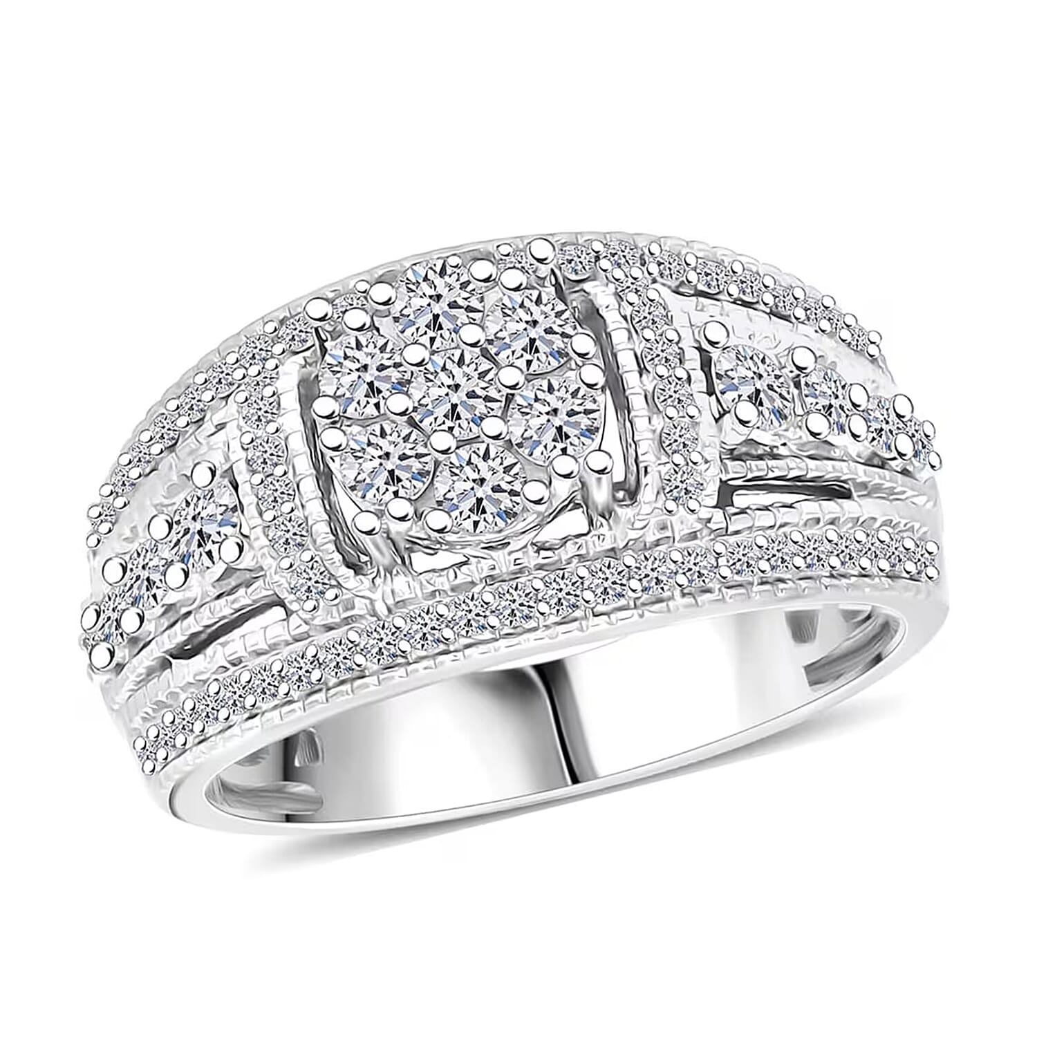 Luxuriant Lab Grown Diamond Timeless Sparkle Ring in Sterling Silver