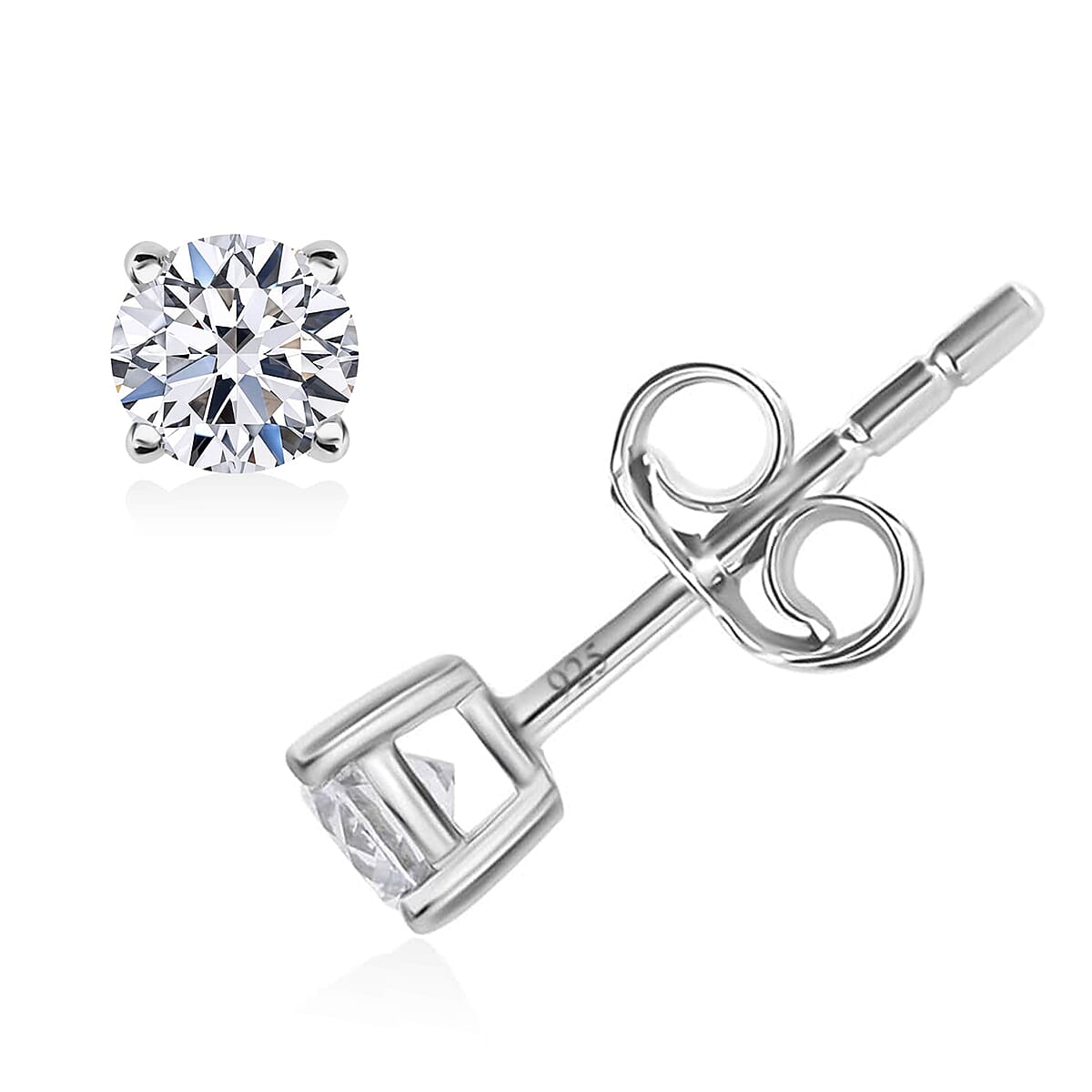Luxuriant Lab Grown Diamond (G-H, SI) Solitaire Stud Earrings in Platinum Over Sterling Silver 1.00 ctw
