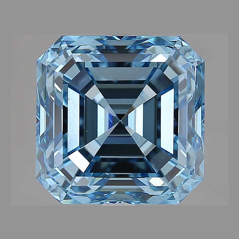 IGI Certified Luxuriant Lab Grown Blue Diamond (VS2) (Asscher Mix mm) 3.50 ctw