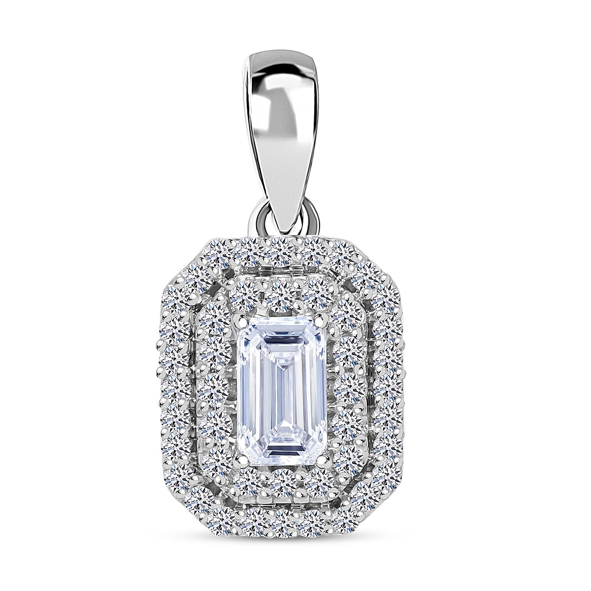 Luxuriant Lab Grown Diamond G-H SI 0.50 ctw Pendant without Chain in Platinum Over Sterling Silver