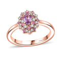 Madagascar Purple Sapphire and Multi Gemstone 0.85 ctw Celestial Blossom Ring in 18K Vermeil Rose Gold Over Sterling Silver - Sticky add to cart bar