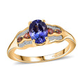 AAA Tanzanite, Padparadscha Sapphire (BT), Diamond Lustre Serenade Ring in 18K Vermeil YG Over Sterling Silver (Size 10.0) 1.35 ctw - Sticky add to cart bar